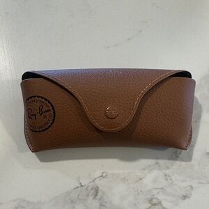 Ray-Ban Brown Pebbled Leather Sunglasses Case